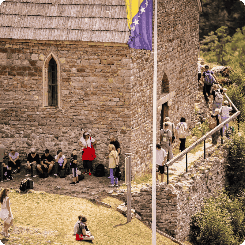 Travelers connecting with Balkan heritage through immersive Blossom Tours journeys